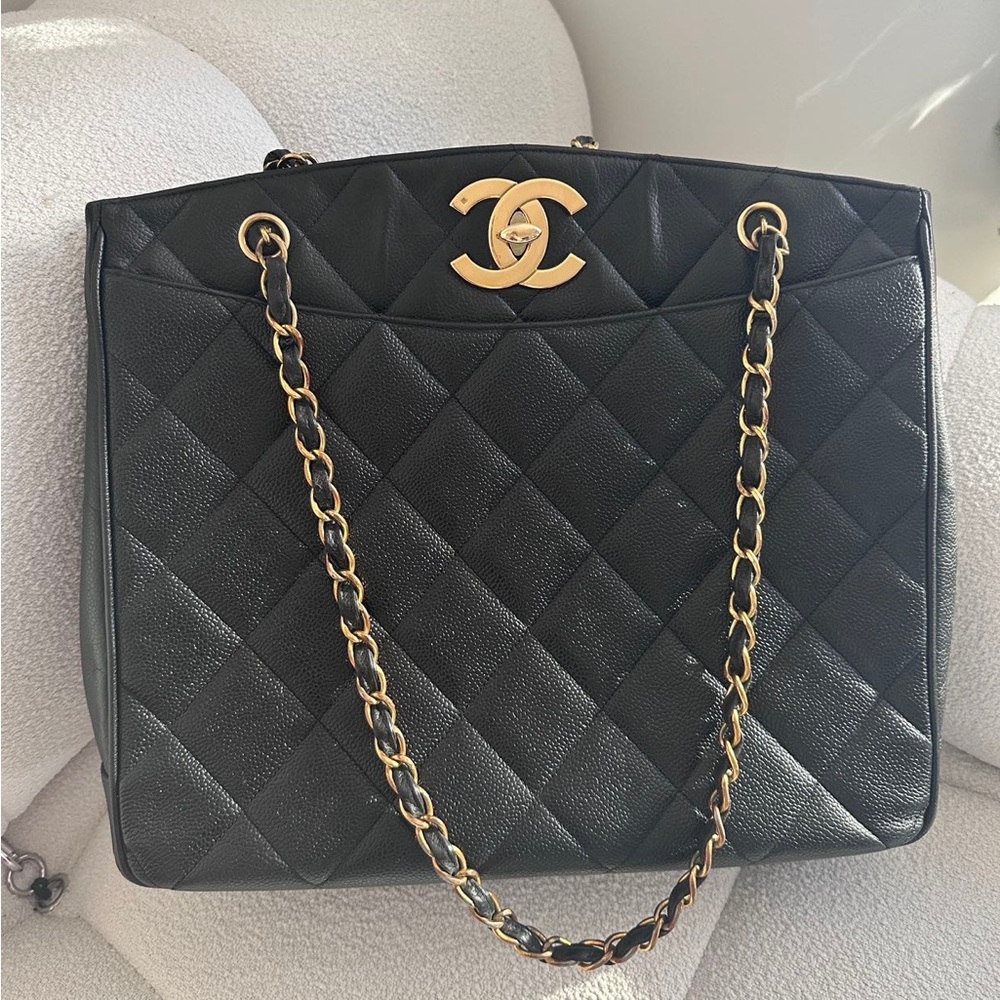 SOLD - CHANEL Vintage Black Caviar Tote Bag - Picture 1 of 10